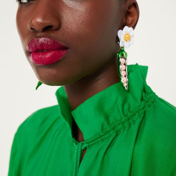 Iris Apfel X H&M MEDIUM Long Flounced Tassels Oversized Green Maxi Dress SMALL - Picture 8 of 10